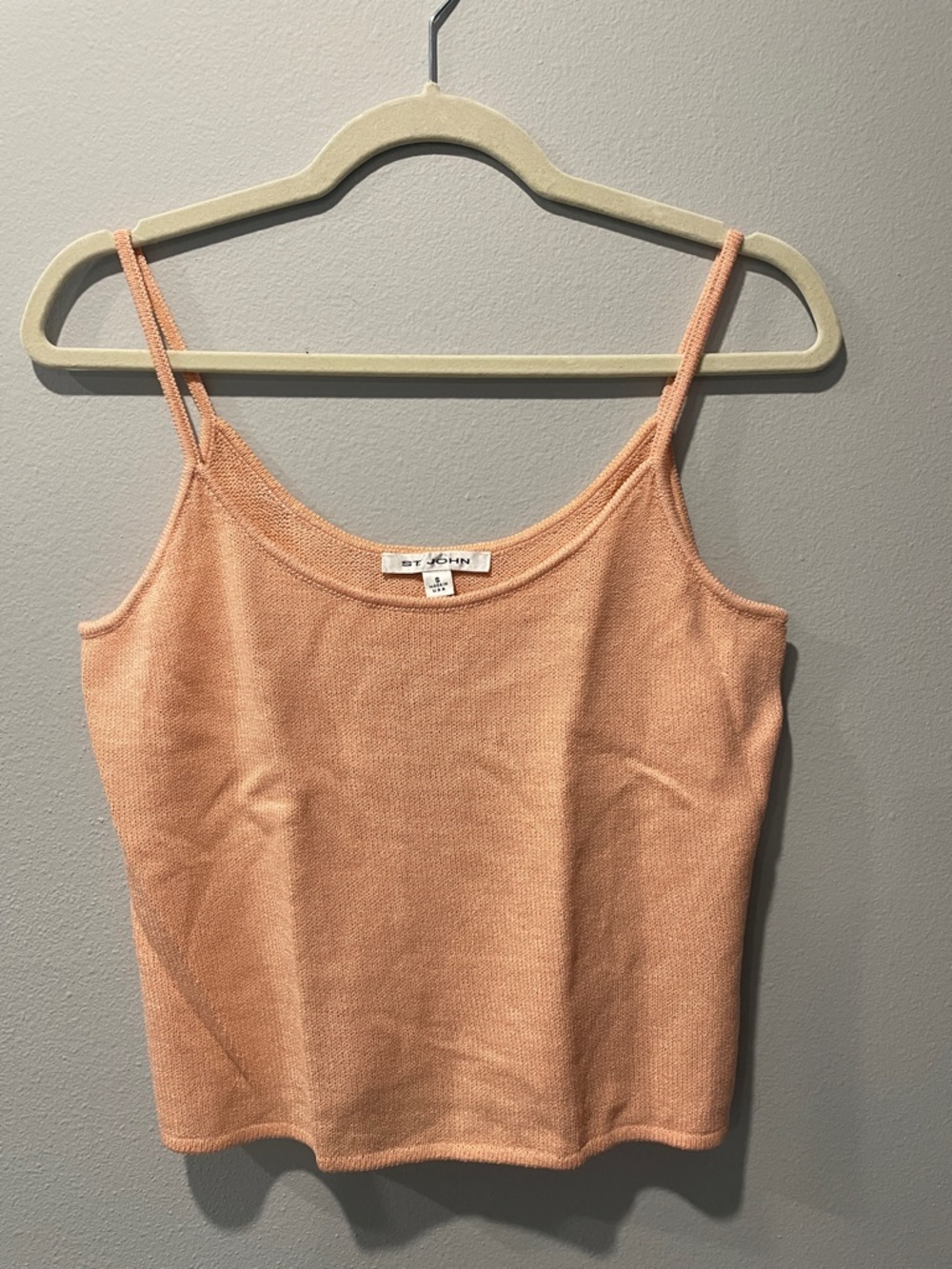 St. John Peach Knit Camisole with Spaghetti Straps Size Small